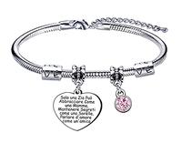 Lumengqi Zia Bracciale Donna Con Ciondolo Inciso - Regalo di Compleanno, Laurea, Natale - Braccialetto Charm per Donne