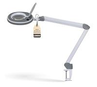 Lumeno 8215GR Lampada d'ingrandimento a LED Lampada da lavoro Lampada cosmetica, livelli di luminosità regolabili, lente in vetro cristallino da 127 mm, ausilio alla lettura/ingranditore, 5 diottrie