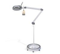 Lumeno 8215GR Lampada d'ingrandimento a LED Lampada da lavoro o cosmetica, livelli di luminosità regolabili, lente in vetro cristallino da 127 mm, ausilio alla lettura, 5 diottrie con supporto rotante