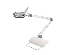 Lumeno 8215GR Lampada d'ingrandimento a LED Lampada da lavoro o cosmetica, livelli di luminosità regolabili, lente vetro cristallino da 127 mm, ausilio alla lettura, 5 diottrie con supporto da tavolo