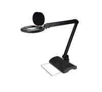 Lumeno 8615SW Lampada d'ingrandimento con grande lente ovale 110x150 mm, 60 LED dimmerabili in 2 fasi, perfetta come ausilio alla lettura, per i cosmetici, 5 diottrie nero con treppiede da tavolo
