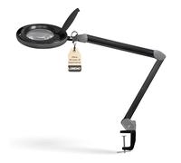 Lumeno lampada d'ingrandimento LED dimmerabile 8513SW con grande lente in vero vetro da 152 mm, adatta come lampada da lavoro, ausilio alla lettura, 3 diottrie nero