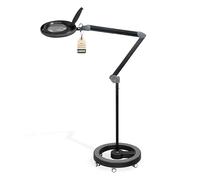 Lumeno lampada d'ingrandimento LED dimmerabile 8513SW con grande lente in vero vetro da 152 mm, adatta come lampada da lavoro, ausilio alla lettura, 3 diottrie con treppiede rotante nero