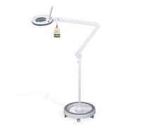 Lumeno LED lampada d'ingrandimento 7213GR con lente in vero vetro da 127 mm, lampada da lavoro e cosmetica, per estetista, hobbisti, ausilio alla lettura, 3 diottrie grigio con treppiede rotante