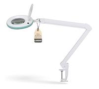 Lumeno LED lampada d'ingrandimento 7215GN con lente in vero vetro da 127 mm, lampada da lavoro e cosmetica, per estetista, hobbisti, ausilio alla lettura, 5 diottrie verde