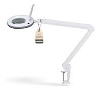 Lumeno LED lampada d'ingrandimento 7218GR con lente in vero vetro da 127 mm, lampada da lavoro e cosmetica, per estetista, hobbisti, ausilio alla lettura, 8 diottrie grigio