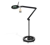 Lumeno LED lampada d'ingrandimento 7218SW, lente in vero vetro da 127 mm, lampada da lavoro, cosmetica, adatta per cosmetici, hobbisti, ausilio alla lettura, 8 diottrie nero con treppiede rotante