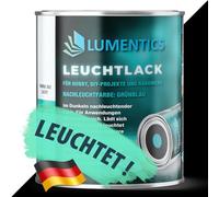 lumentics Vernice Fosforescente Verde Azzurro 250 ml glow in the dark | Accumula luce naturale e artificiale, brilla per ore al buio, pronta all'uso nel barattolo, senza additivi radioattivi