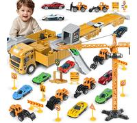 LumenVela Camion Giocattolo per Bambini, Camion da Cantiere Giocattolo con Gru, Veicoli da Cantiere con Suoni e Luci, Regali di Compleanno e Natale per Bambini dai 3 Anni in Su