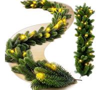 LumenVela Ghirlanda Natalizia 1.9m/6.2ft Ghirlanda di Natale Artificiale con Luci 20 LED Adornos Navidad Addobbi Natalizi per la Casa per Porta, Camini, Scale (1.9 m)