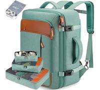 Lumesner Zaino da viaggio, extra large, 40 l, approvato dal volo, per uomini e donne, zaino grande espandibile per valigie, Verde, XL, Classico