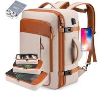 Lumesner Zaino per bagaglio a mano, extra grande, 40 l, approvato per volo, zaino da viaggio per uomini e donne, espandibile, grande zaino con 4 cubi, beige., xl, Lumesner Zaino da viaggio per