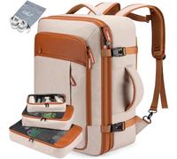 Lumesner Zaino per bagaglio a mano, extra grande, 40 l, approvato per volo, zaino da viaggio per uomini e donne, espandibile, grande zaino con 4 cubi, beige., xl, Lumesner Zaino da viaggio per