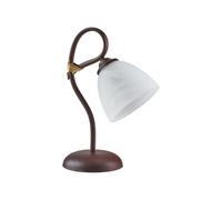 Lumetto in ferro laccato nero con decorazione effetto ruggine e rifiniture oro antico con diffusore in vetro diametro 13 alabastro bianco 1 luce