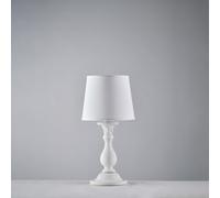 Lumetto abat jour in legno bianco shabby chic design classico 1 luce bon-523
