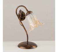 Lumetto Classico 1 Luce con Foglie Ferro Battuto e Vetro Bronzo Serie Limone
