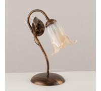 Lumetto Classico 1 Luce con Foglie Ferro Battuto e Vetro Bronzo Serie Limone [EEK: A++]