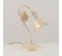 Lumetto Classico 1Luce Foglie in Ferro Battuto Vetro Avorio e Oro Serie Limone