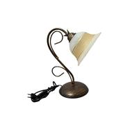 Lumetto classico in ferro battuto a 1 luce Collezione Regina, lampada per camera da letto, stanzetta, vetro oro e ambra