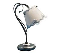 Lumetto Classico Ravenna Metallo Nero Ceramica Bianco Sfumato Argento 1 Luce E14
