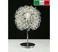 LUMETTO COMODINO MODERNO 1 LUCE CROMATO LAMPADA DA TAVOLO CROMO CAMERA "Silver"