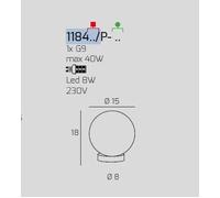 LUMETTO CROMO 1 LUCE VETRO TRASPARENTE 1184CR-P-TR