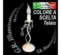 LUMETTO IN FERRO BATTUTO 1 L. AVORIO LAMPADA DA COMODINO MODERNA CLASSICA Regina