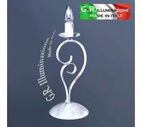 LUMETTO IN FERRO BATTUTO 1 L. BIANCO R. LAMPADA COMODINO MODERNO CLASSICO Milly [EEK: A++]