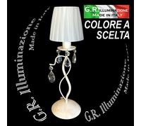 LUMETTO IN FERRO BATTUTO 1 LUCE AVORIO ORO LAMPADA DA COMODINO PARALUME Regina