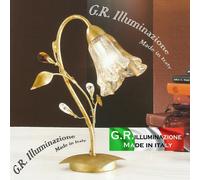 LUMETTO IN FERRO BATTUTO 1 LUCE ORO LAMPADA DA COMODINO CLASSICO MODERNO Giulia [EEK: A++]