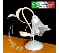LUMETTO IN FERRO BATTUTO 1L AVORIO ORO LAMPADA DA COMODINO CLASSICO MODERNO Mary