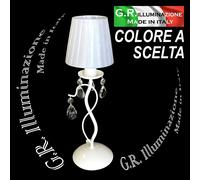 LUMETTO IN FERRO BATTUTO MODERNO 1 L. BIANCO LAMPADA DA COMODINO PARALUME Regina