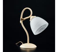 Lumetto in ferro laccato avorio con decorazione effetto decapè e rifiniture in oro antico con diffusoriein vetro diametro 13 alabastro bianco 1 luce