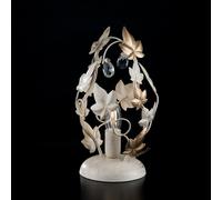 Lumetto in ferro laccato avorio con decorazione oro antico e strass in cristallo 1 luce