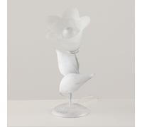 Lumetto in ferro laccato bianco con decorazione argento antico e diffusore in vetro diametro 14 alabastro bianco 1 luce