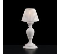 Lumetto in legno bianco shabby 1 luce con paralume dm.20 Fiorenza