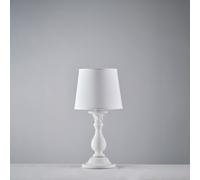 Lumetto in legno bianco shabby 1 luce con paralume dm.20 Lucca