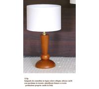 Lumetto lampada abat jour legno tornito col. ciliegio con paralume cilindro