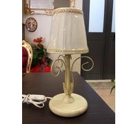 LUMETTO LAMPADA DA COMODINO ABAT JOUR E14 arte povera con paralumi plisse