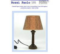 Lumetto lampada da comodino abat jour legno tornito colore scuro - made in Italy