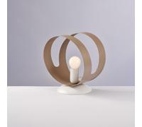 Lumetto Peter in Ferro Laccato Bianco con Fascia Laser Tortora 22xØ19 cm, Bianco Tortora