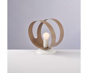 Lumetto Peter in Ferro Laccato Bianco con Fascia Laser Tortora 22xØ19 cm, Bianco Tortora