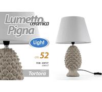 LUMETTO PIGNA 52 cm LAMPADA ABAT JOUR TAVOLO COMODINO SCRIVANIA CERAMICA TORTORA [EEK: A+++]
