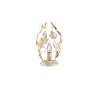 Lumetto Shabby 1 Luce Ferro Battuto Avorio E Oro Con Foglie E Cristalli