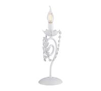 Lumetto Shabby Damasco 1 Luce Ferro Battuto Bianco E Cristalli [EEK: A++]