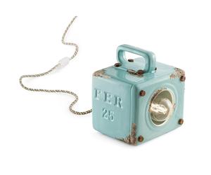 Lumetto Vintage Industrial Cubica Ferro Ceramica Azzurro 1 Luce E27 [EEK: A++]