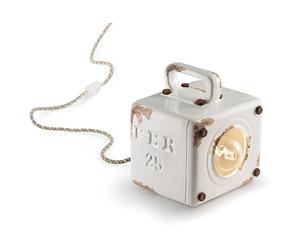 Lumetto Vintage Industrial Cubica Ferro Ceramica Bianco 1 Luce E27 [EEK: A++]