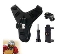Lumi Zenva Supporto Mento per Casco Moto Compatibile con GoPro Hero 13 12 11 10 9 8 7 Max, per Insta360 X5 X4, per DJI OSMO Action 5 4 3, per AKASO, con Gancio J e Silicone Antiscivolo per Riprese Sta