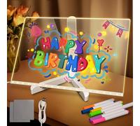 Lumiboard Led Drawing Board, Cosmody Light Up Drawing , Erasable LED Acrylic with Night Light Adjustable Stand&12 Pens for Office Home (7 Pens,15*15cm/5.9*5.9in)