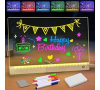 Lumiboard - Tavola da disegno a LED, 30 x 19 cm, con supporto, 4 modalità e 6 colori, spugna asciutta e panno per la pulizia, regalo di Natale e compleanno per bambini, ragazzi e ragazze